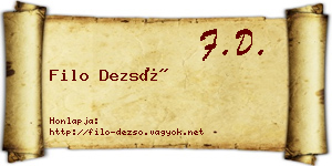 Filo Dezső névjegykártya